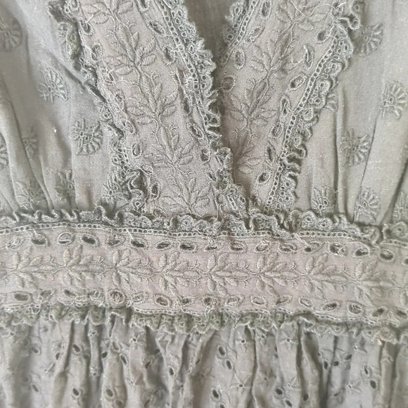 ulla johnson marjorie black noir eyelet lace mid dress - Picture 6 of 14